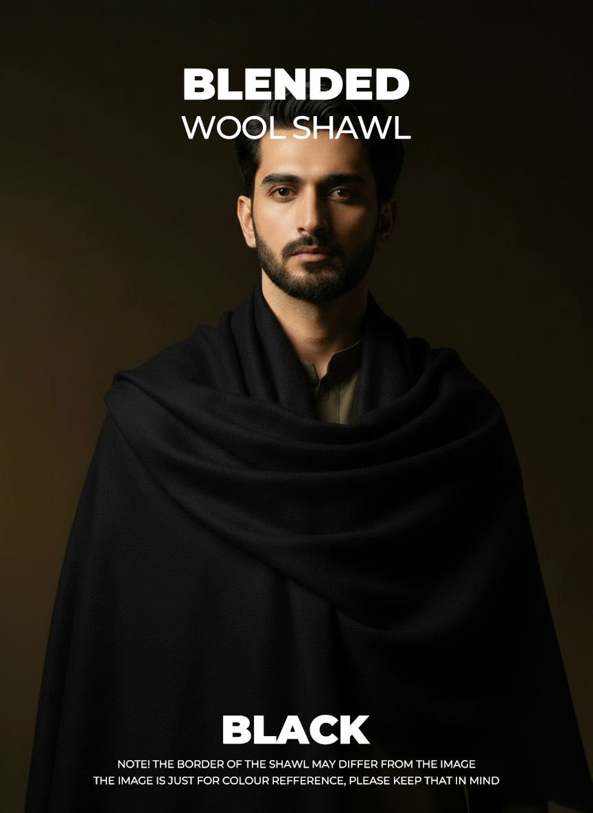 Libas-e-Andalus Blended Wool Shawl (Black)