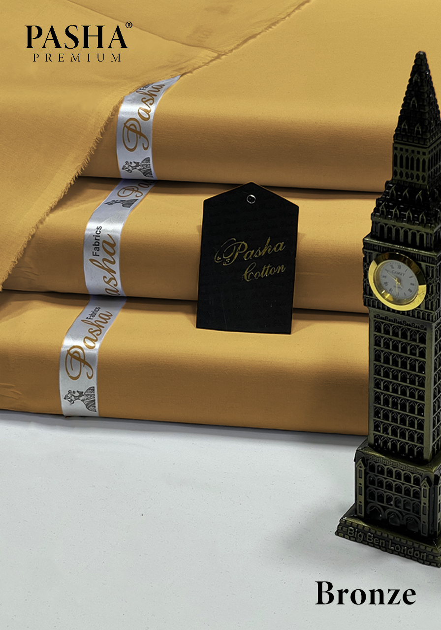 Pasha Premium | 100% Soft Egyptian Cotton | Luxurious Unstitched Fabric (Bronze)