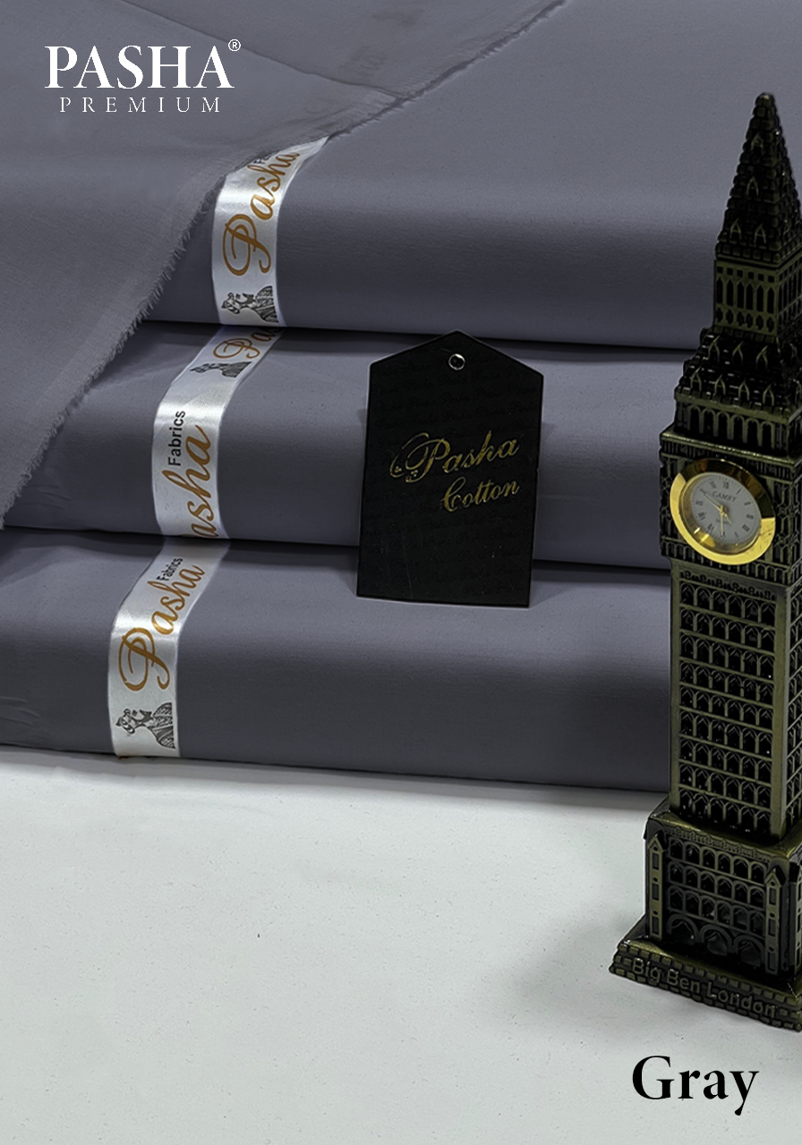 Pasha Premium | 100% Soft Egyptian Cotton | Luxurious Unstitched Fabric (Gray)