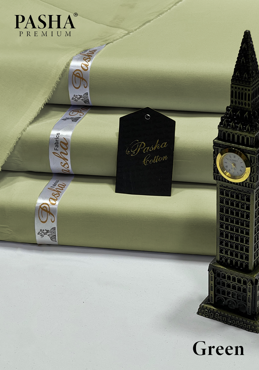 Pasha Premium | 100% Soft Egyptian Cotton | Luxurious Unstitched Fabric (Green)