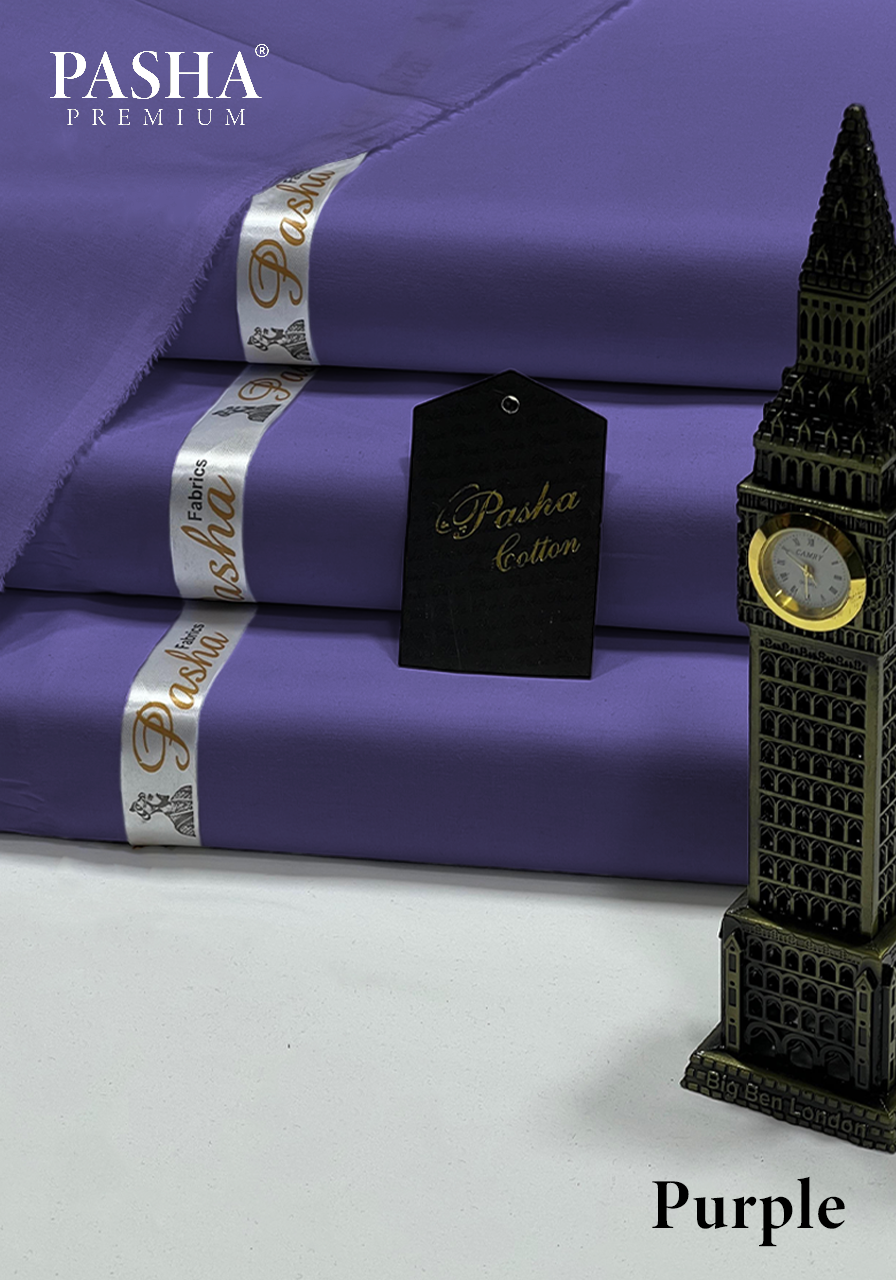 Pasha Premium | 100% Soft Egyptian Cotton | Luxurious Unstitched Fabric (Purple)