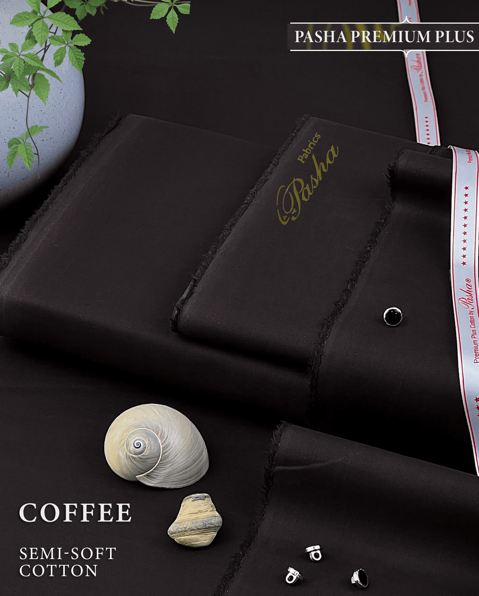 Pasha Premium Plus | Pure Egyptian Cotton | Semi-Soft Luxurious Unstitched Fabric for Men's (Coffee) - Sultan Fabrics