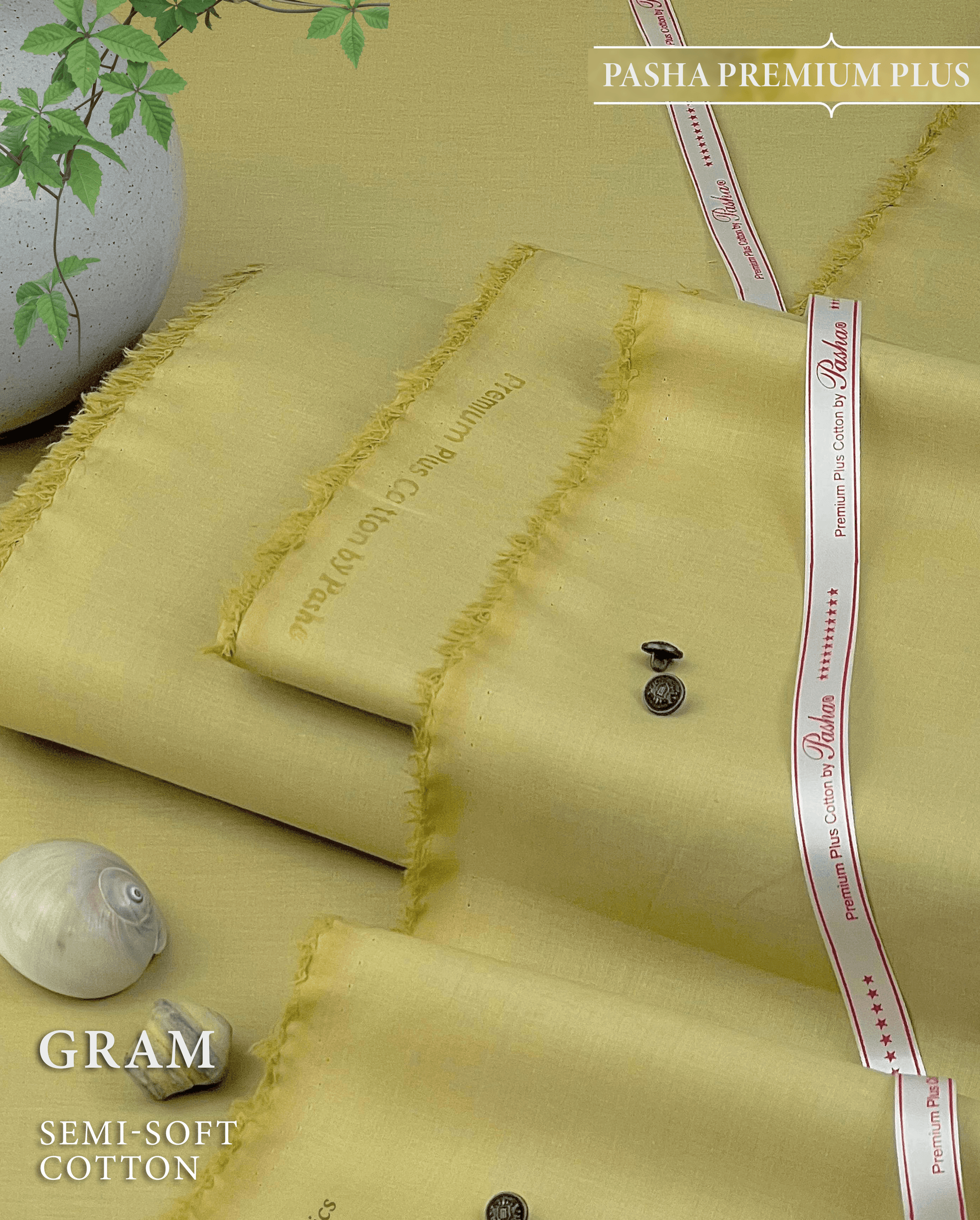 Pasha Premium Plus | Pure Egyptian Cotton | Semi-Soft Luxurious Unstitched Fabric for Men's (Gram) - Sultan Fabrics