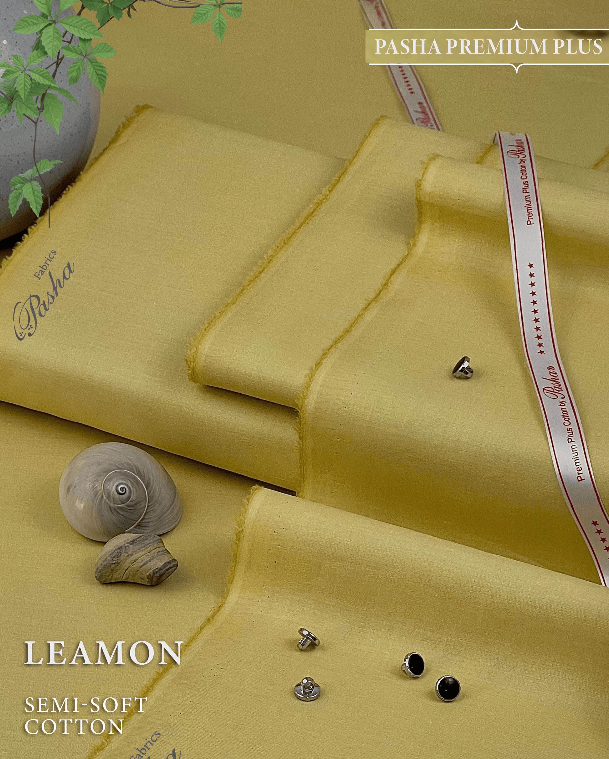 Pasha Premium Plus | Pure Egyptian Cotton | Semi-Soft Luxurious Unstitched Fabric for Men's (Leamon) - Sultan Fabrics