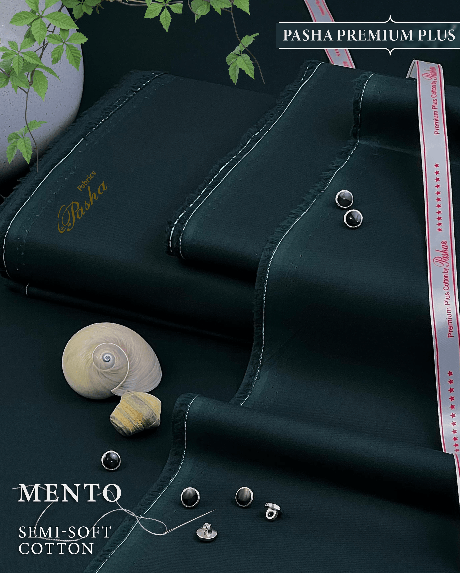 Pasha Premium Plus | Pure Egyptian Cotton | Semi-Soft Luxurious Unstitched Fabric for Men's (Mento) - Sultan Fabrics