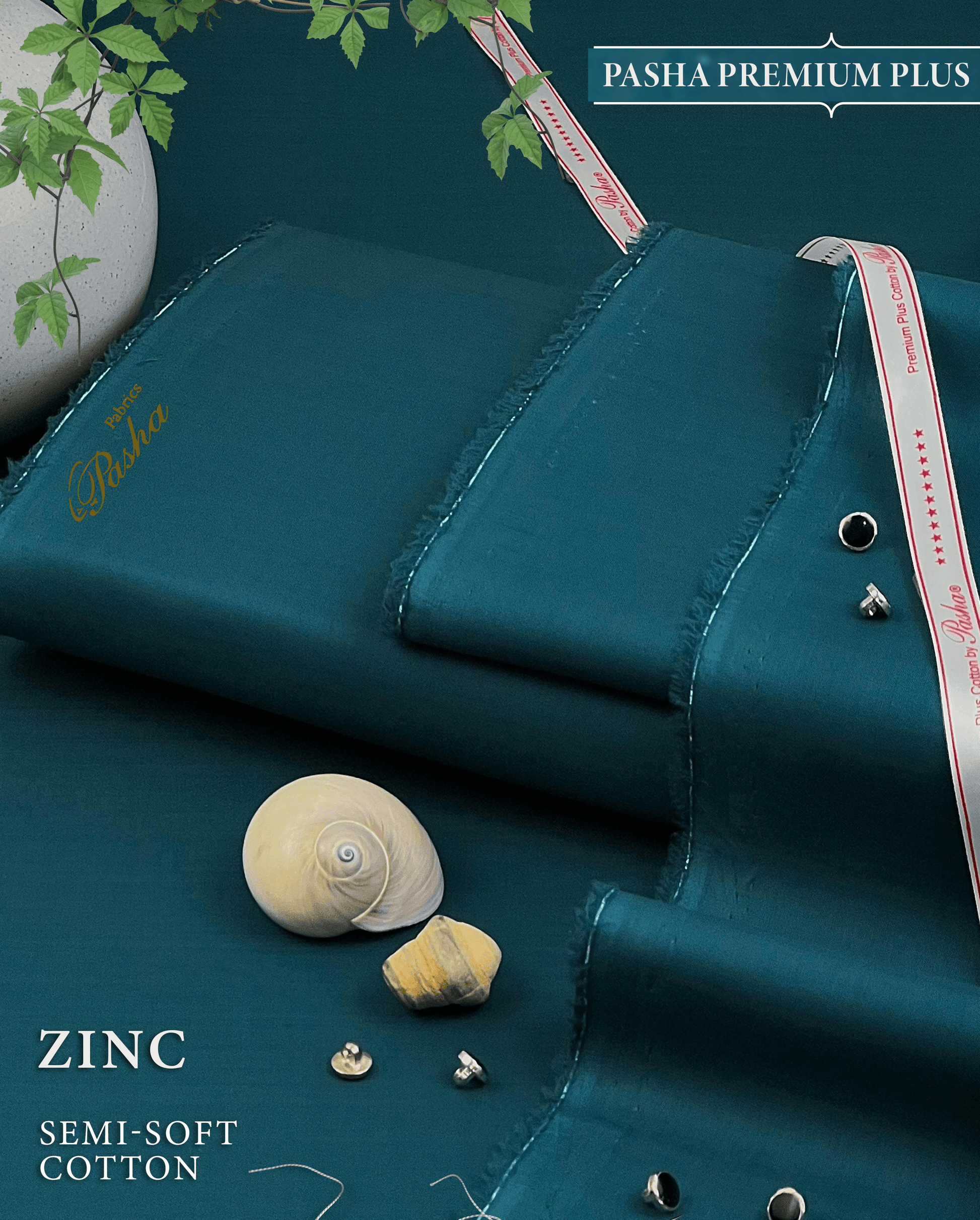 Pasha Premium Plus | Pure Egyptian Cotton | Semi-Soft Luxurious Unstitched Fabric for Men's (Zinc) - Sultan Fabrics