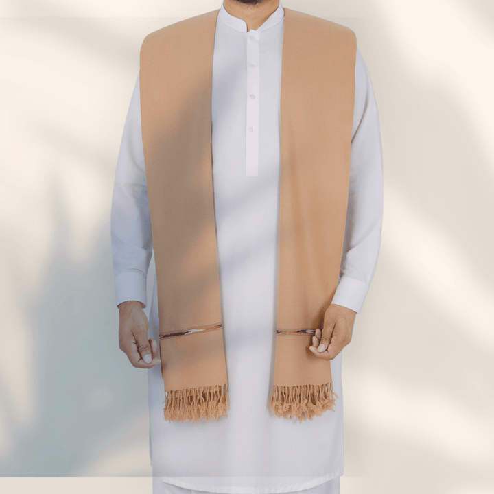 Libas-e-Andalus Blended Wool Shawl (Skin) - Sultan Fabrics