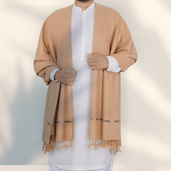 Libas-e-Andalus Blended Wool Shawl (Skin) - Sultan Fabrics