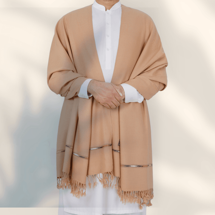 Libas-e-Andalus Blended Wool Shawl (Skin) - Sultan Fabrics