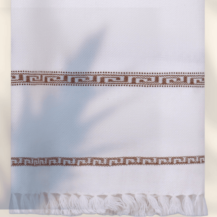 Libas-e-Andalus Blended Wool Shawl (White) - Sultan Fabrics