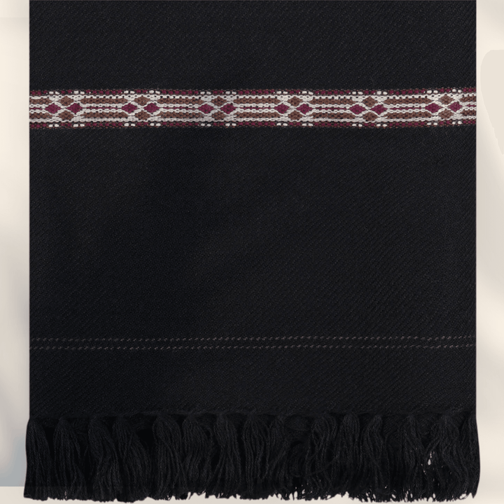 Libas-e-Andalus Blended Wool Shawl (Black) - Sultan Fabrics