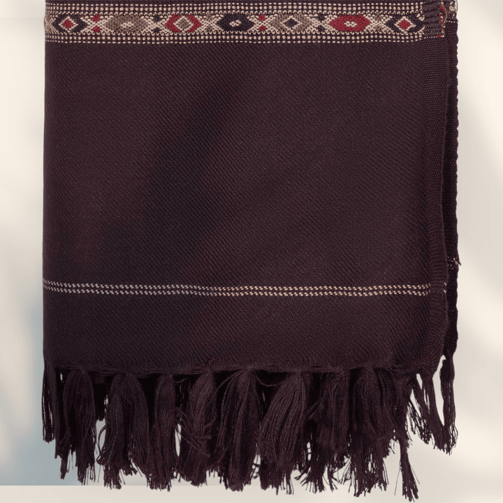 Libas-e-Andalus Blended Wool Shawl (Chocolate Brown) - Sultan Fabrics