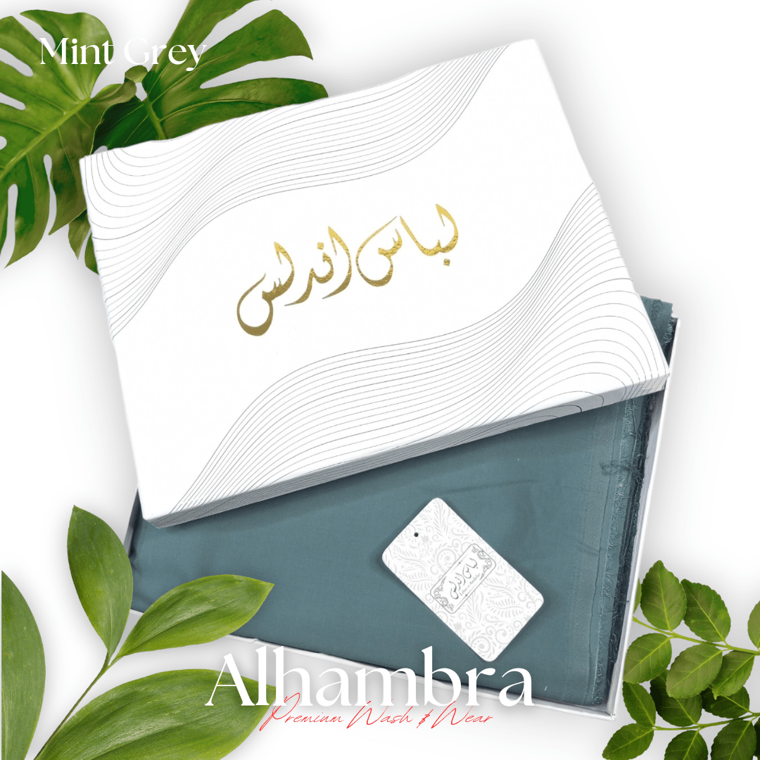 Alhambra Premium 4 Season Wash & Wear Suit (Mint Grey) 4-Meter - Sultan Fabrics