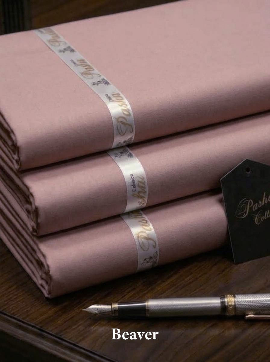 Pasha Premium | 100% Soft Egyptian Cotton | Luxurious Unstitched Fabric (Beaver)