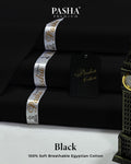 Pasha Premium | 100% Soft Egyptian Cotton | Luxurious Unstitched Fabric (Black)