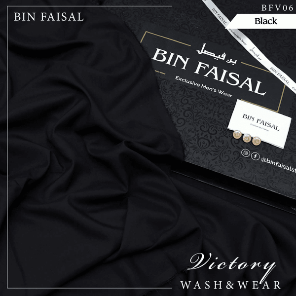 Bin Faisal Victory Wash & Wear (Jet Black) BFV-06 - Sultan Fabrics