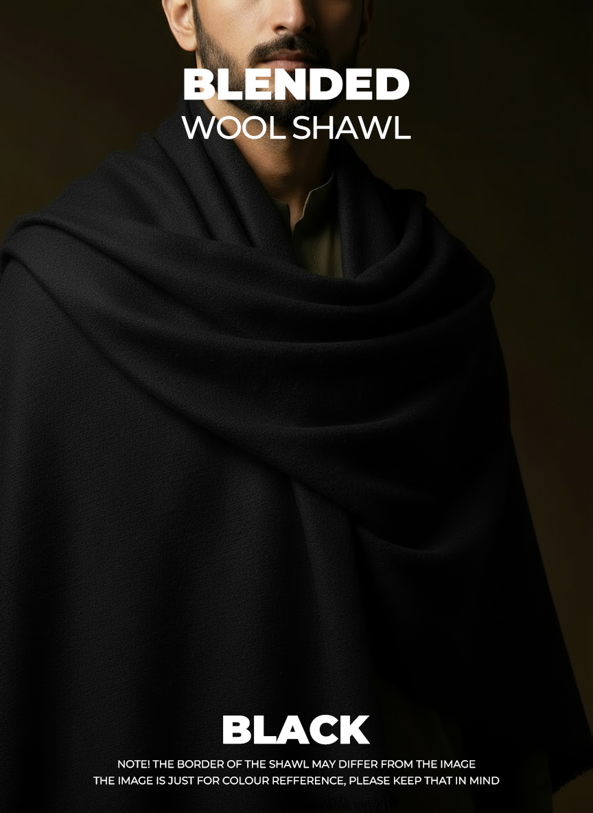 Libas-e-Andalus Blended Wool Shawl (Black)
