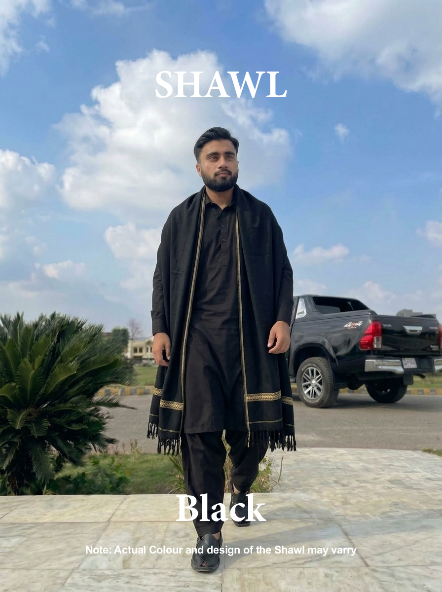 Libas-e-Andalus | Plain 100% Acrylic Men Shawl (Black)