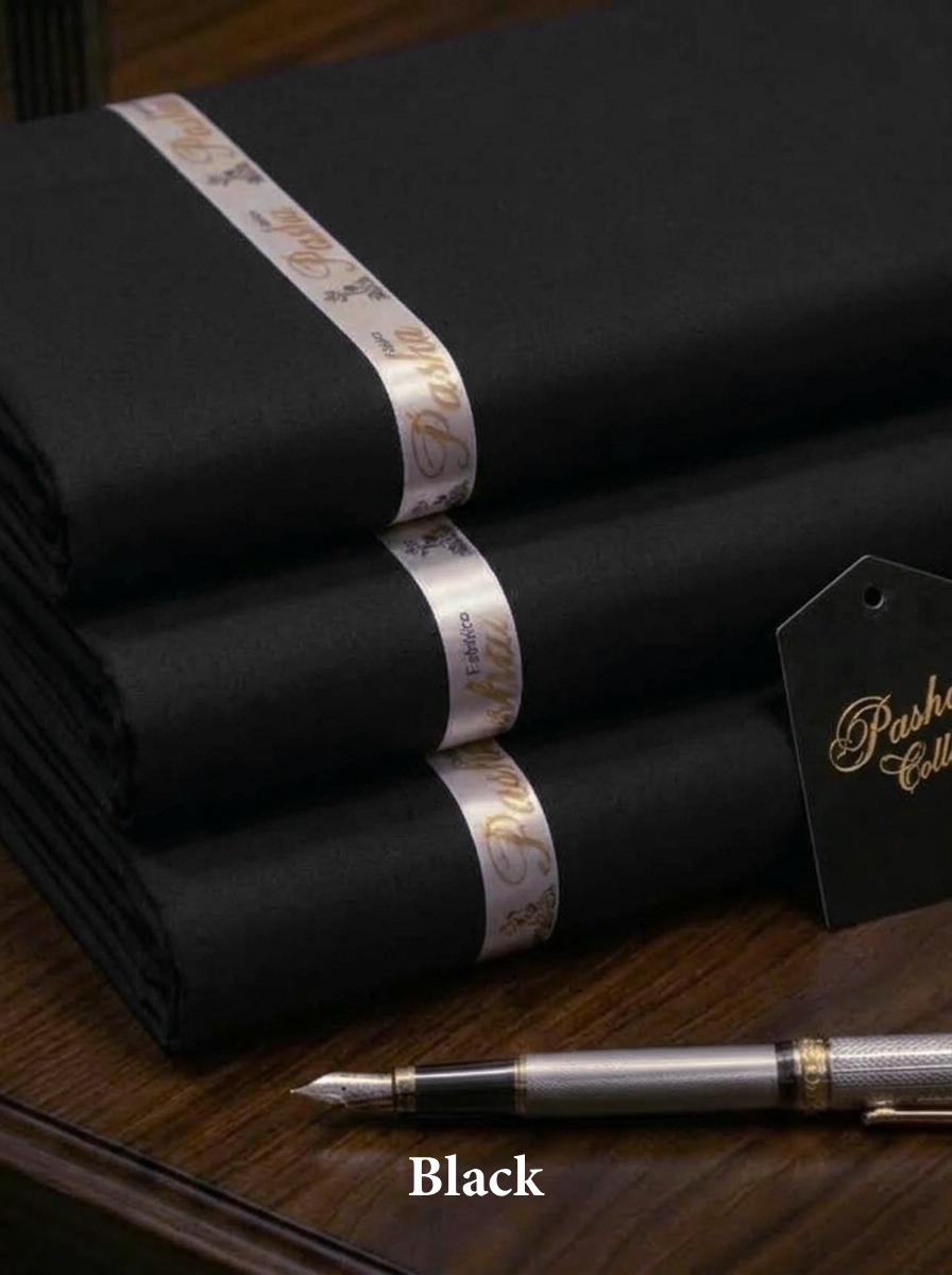 Pasha Premium | 100% Soft Egyptian Cotton | Luxurious Unstitched Fabric (Black)