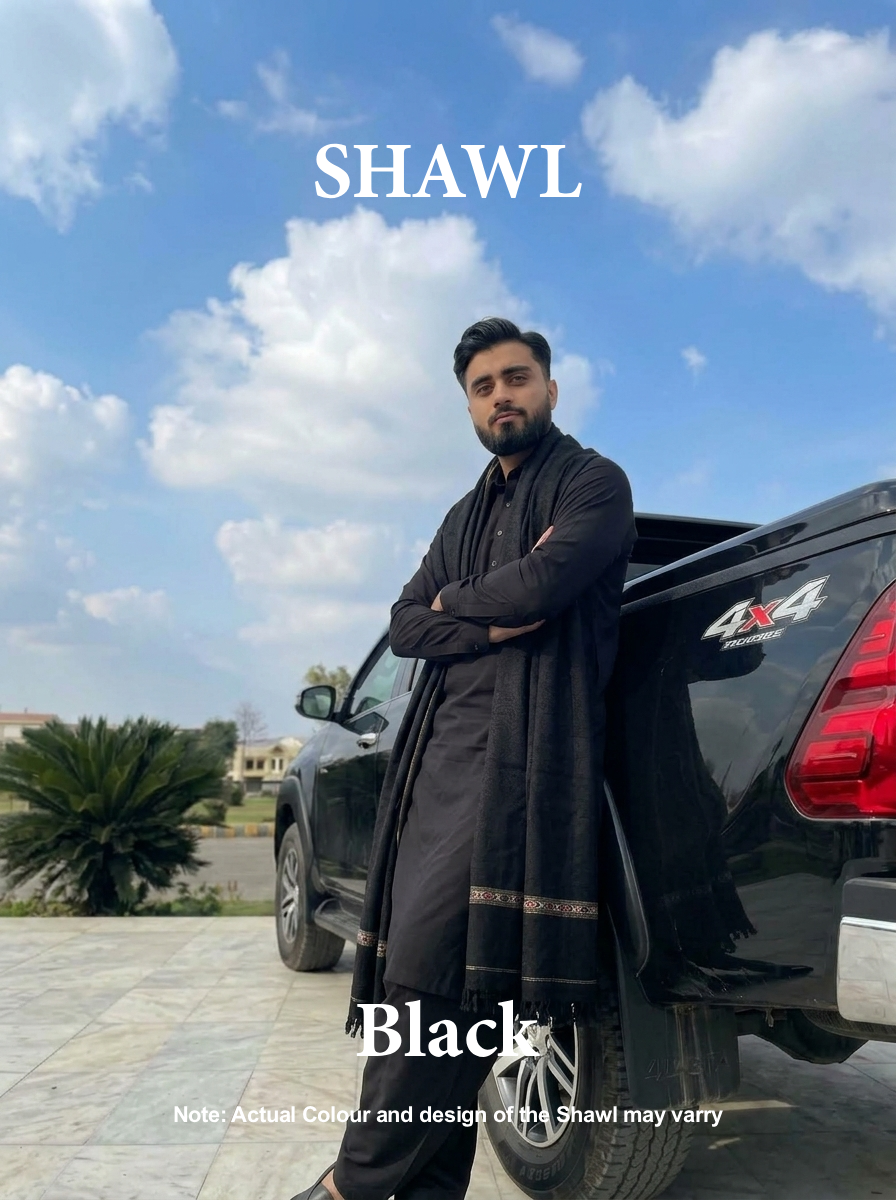 Libas-e-Andalus | Plain 100% Acrylic Men Shawl (Black)