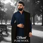 Libas-e-Andalus Pure Wool Shawl (Black) - Sultan Fabrics