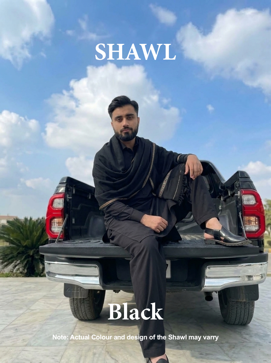 Libas-e-Andalus | Plain 100% Acrylic Men Shawl (Black)