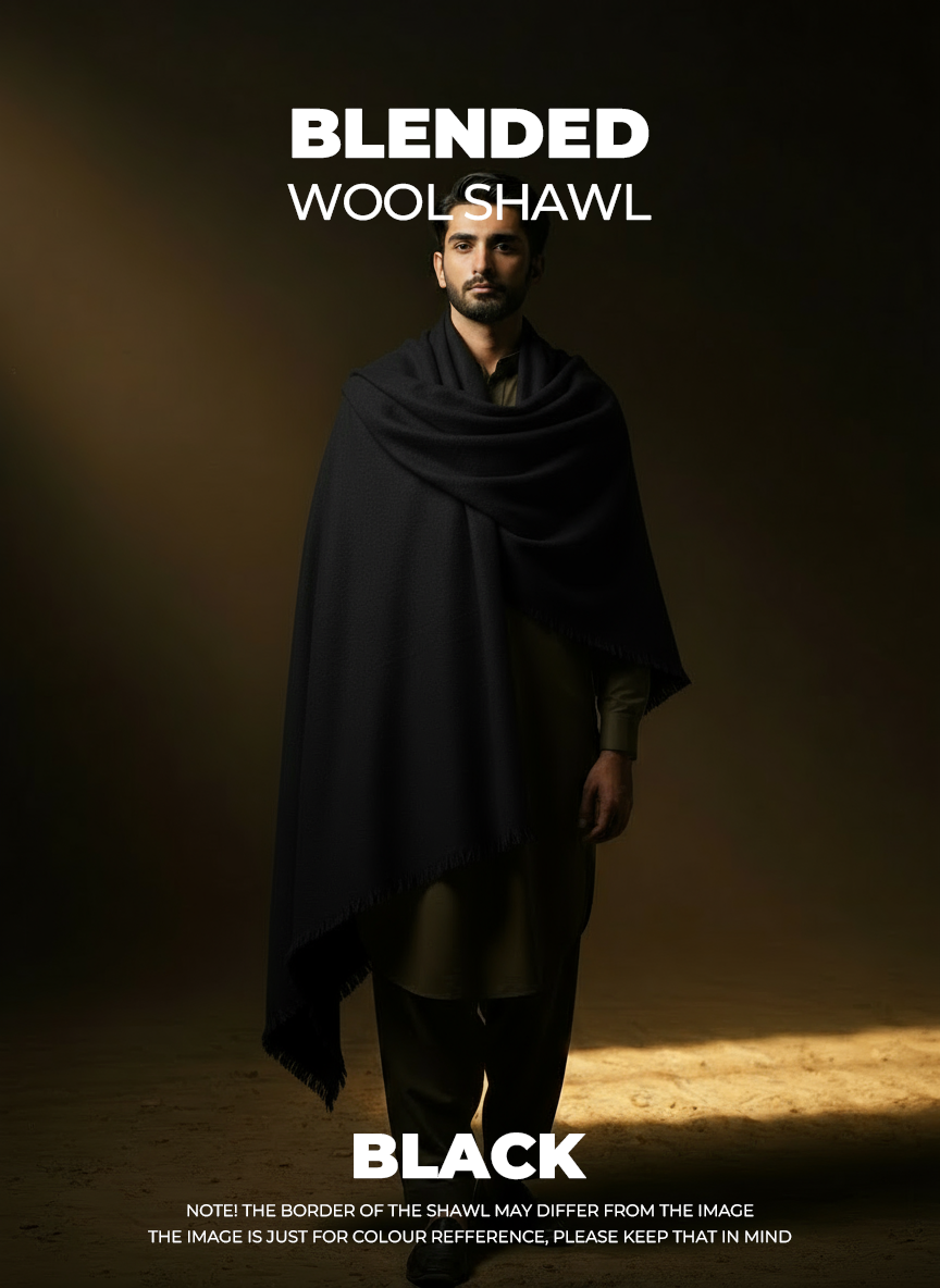 Libas-e-Andalus Blended Wool Shawl (Black)