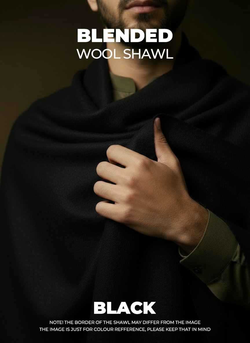 Libas-e-Andalus Blended Wool Shawl (Black)