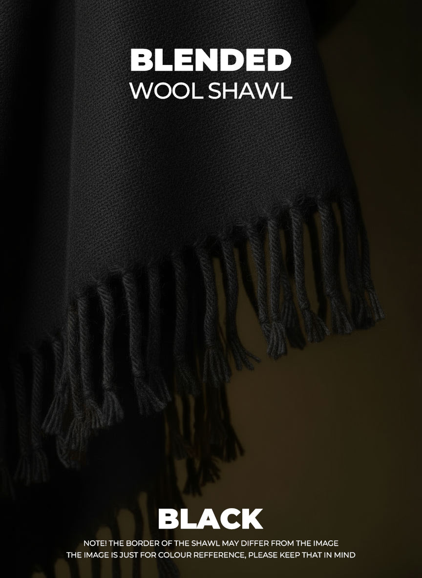 Libas-e-Andalus Blended Wool Shawl (Black)