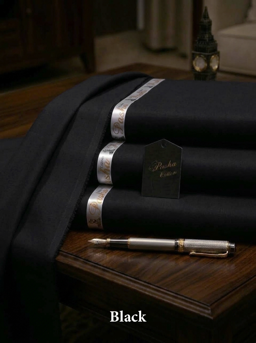 Pasha Premium | 100% Soft Egyptian Cotton | Luxurious Unstitched Fabric (Black)