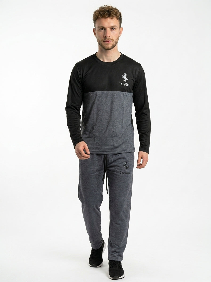 Ferrar Summer Jersey Tracksuit (Black & Charcoal)