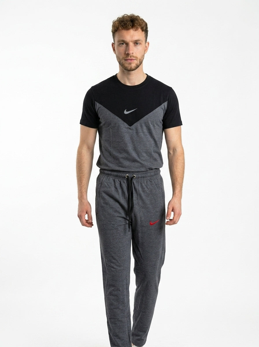 Nik Summer Jersey Tracksuit (Black & Charcoal)