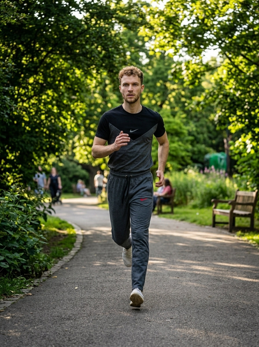 Nik Summer Jersey Tracksuit (Black & Charcoal)