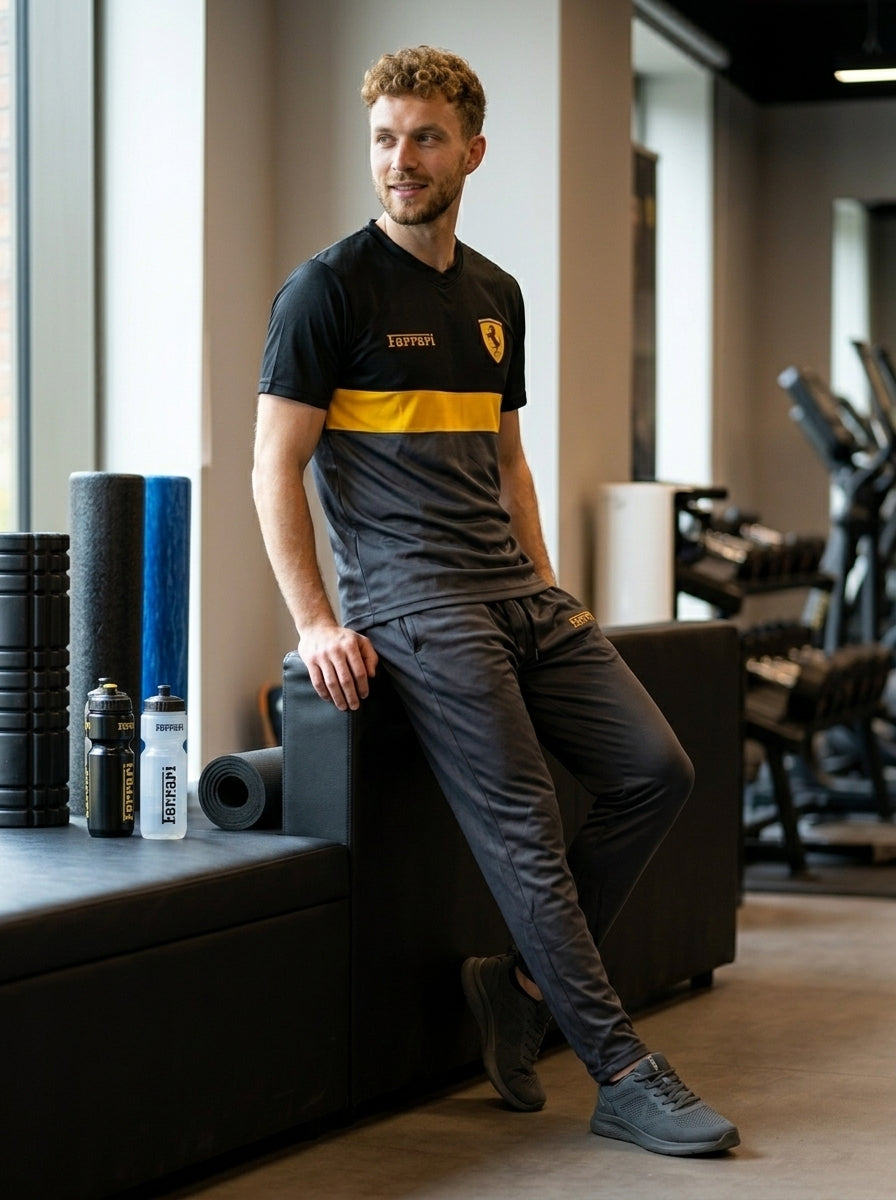 Ferrar Summer Dry-Fit Tracksuit (Black & Charocal)