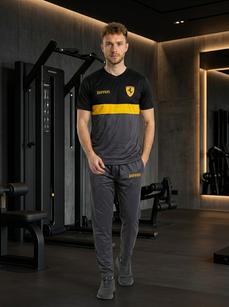 Ferrar Summer Dry-Fit Tracksuit (Black & Charocal)