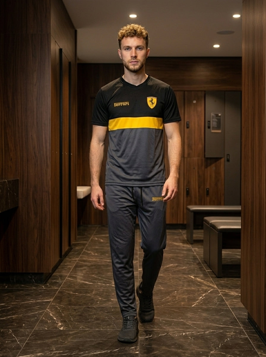 Ferrar Summer Dry-Fit Tracksuit (Black & Charocal)