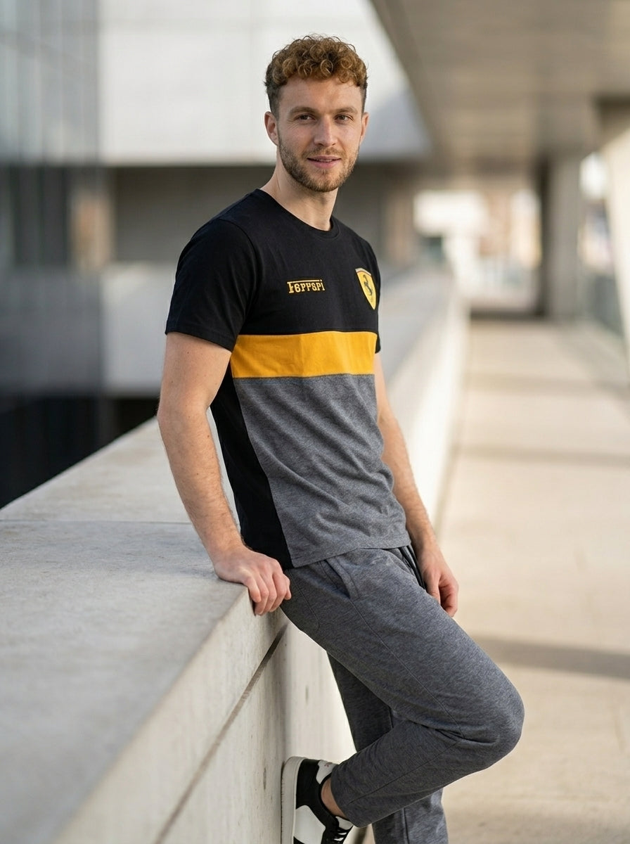 Ferrar Summer Jersey Tracksuit (Black & Gray)