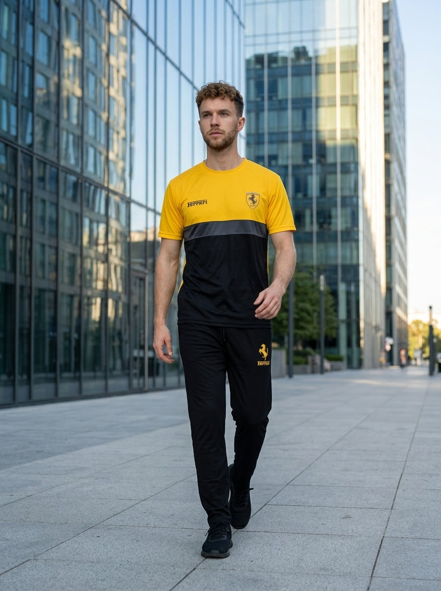 Ferrar Summer Jersey Tracksuit (Yellow & Black)