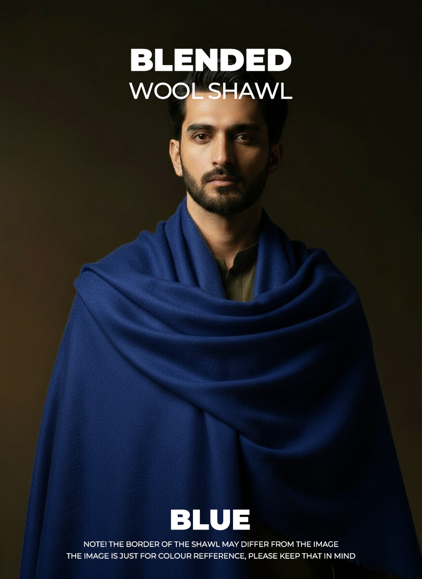 Libas-e-Andalus Blended Wool Shawl (Blue)