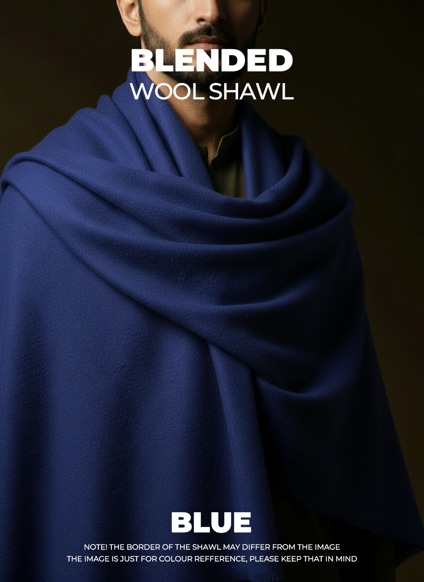 Libas-e-Andalus Blended Wool Shawl (Blue)