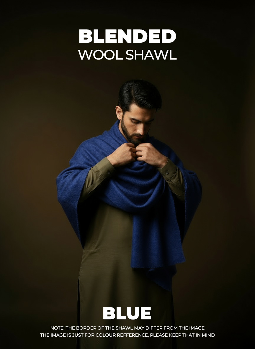 Libas-e-Andalus Blended Wool Shawl (Blue)