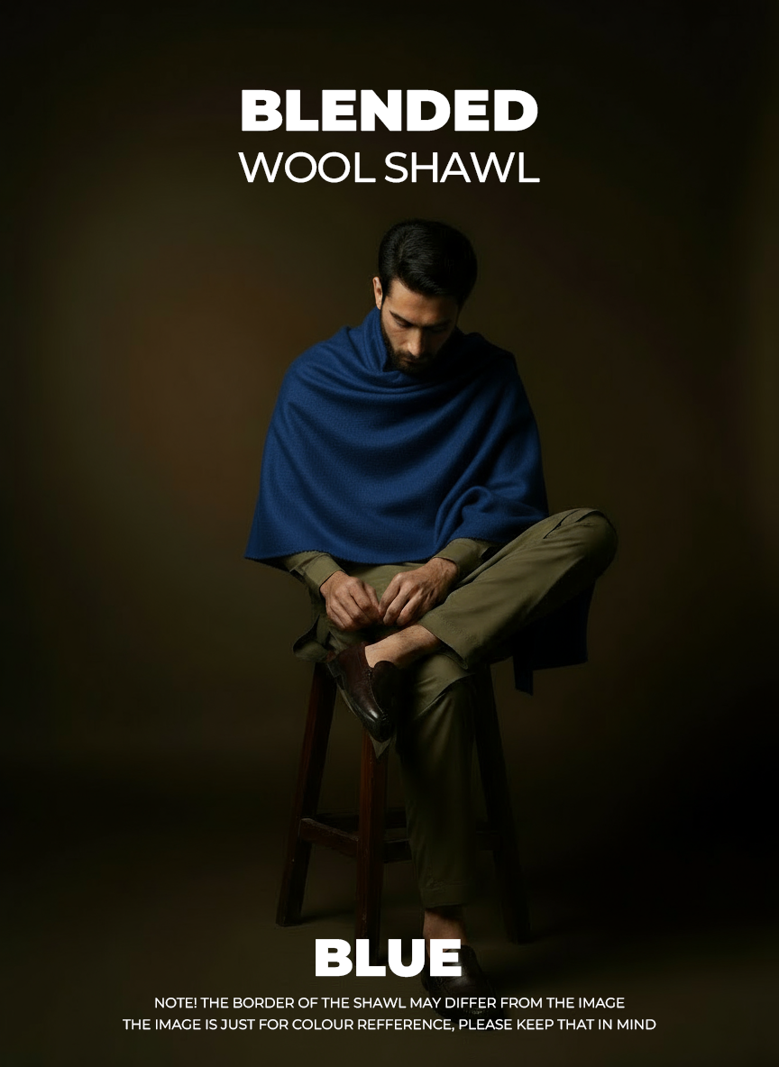 Libas-e-Andalus Blended Wool Shawl (Blue)