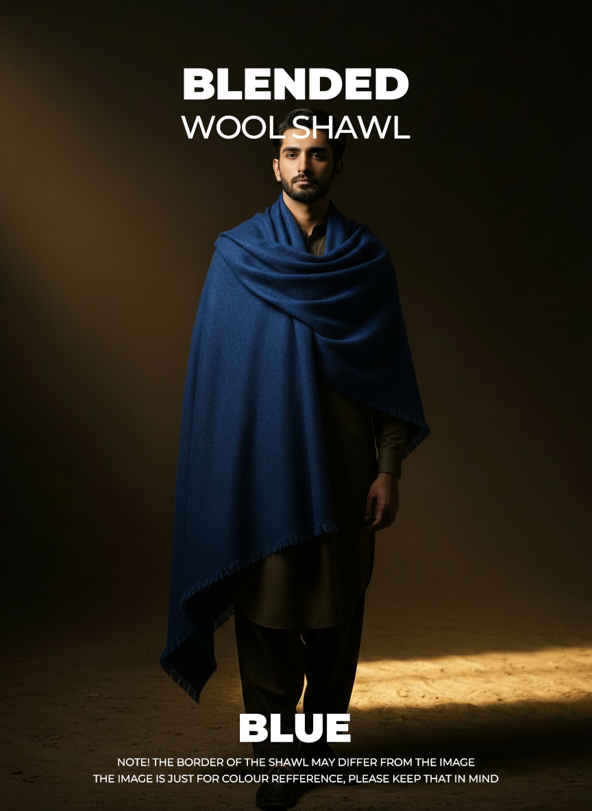 Libas-e-Andalus Blended Wool Shawl (Blue)