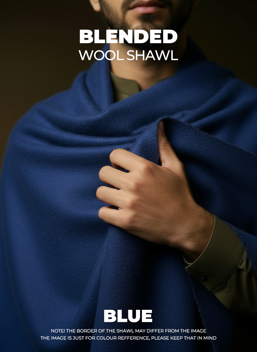 Libas-e-Andalus Blended Wool Shawl (Blue)