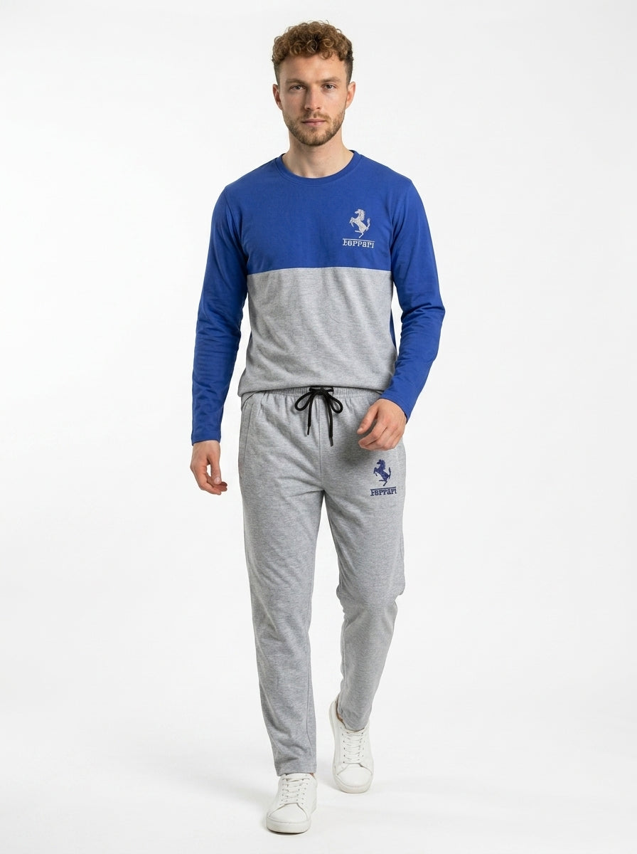Ferrar Summer Jersey Tracksuit (Blue & Silver)