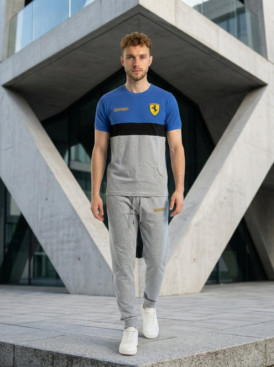 Ferrar Summer Jersey Tracksuit (Blue & Silver)