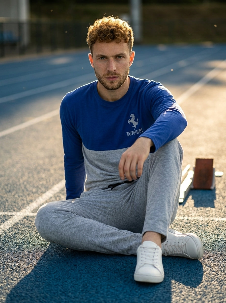 Ferrar Summer Jersey Tracksuit (Blue & Silver)
