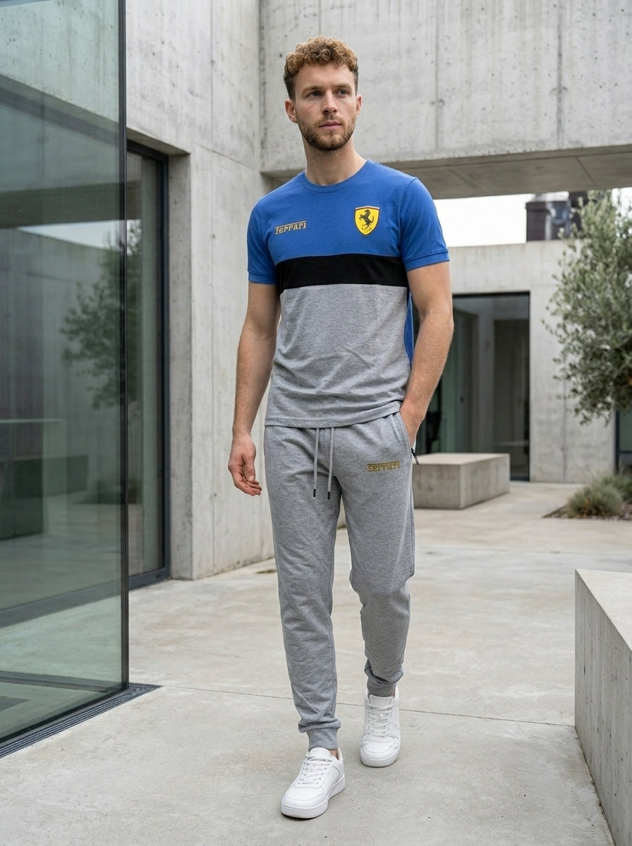 Ferrar Summer Jersey Tracksuit (Blue & Silver)