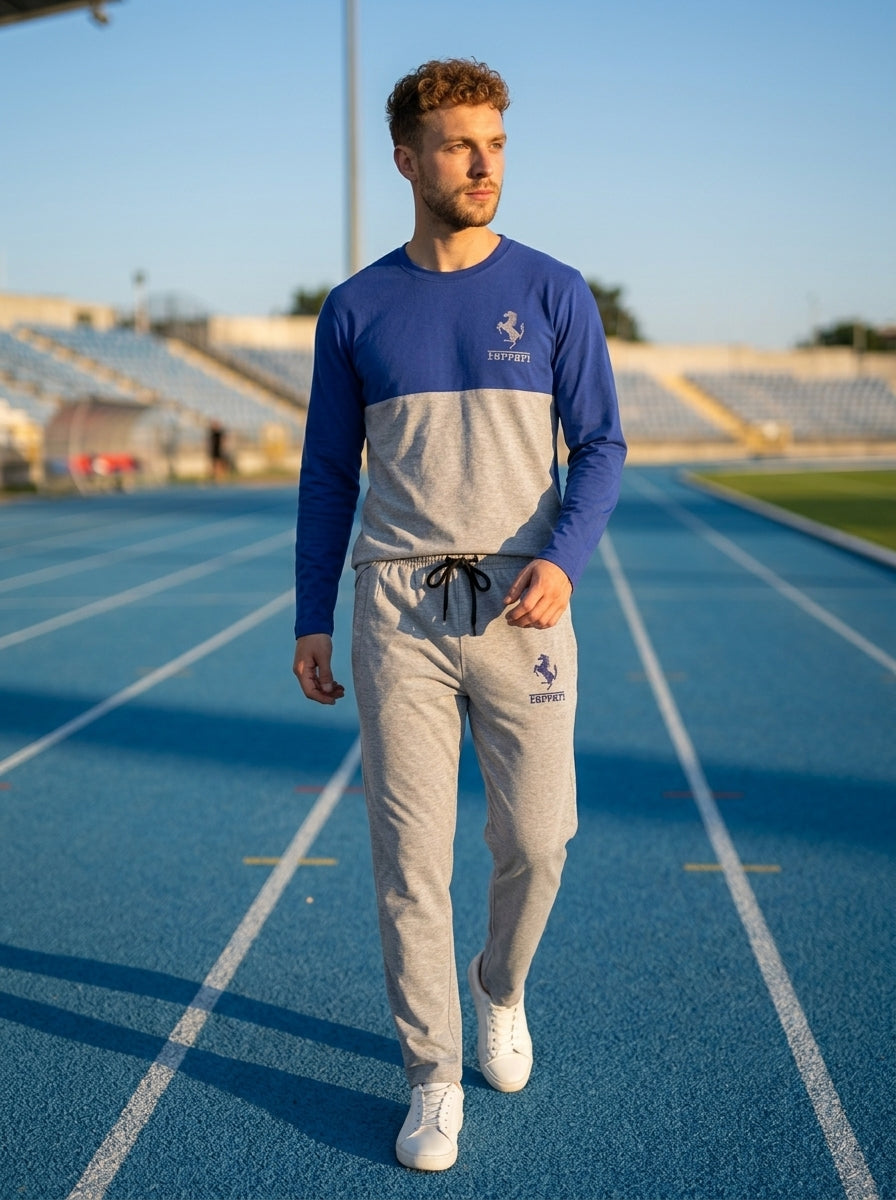Ferrar Summer Jersey Tracksuit (Blue & Silver)