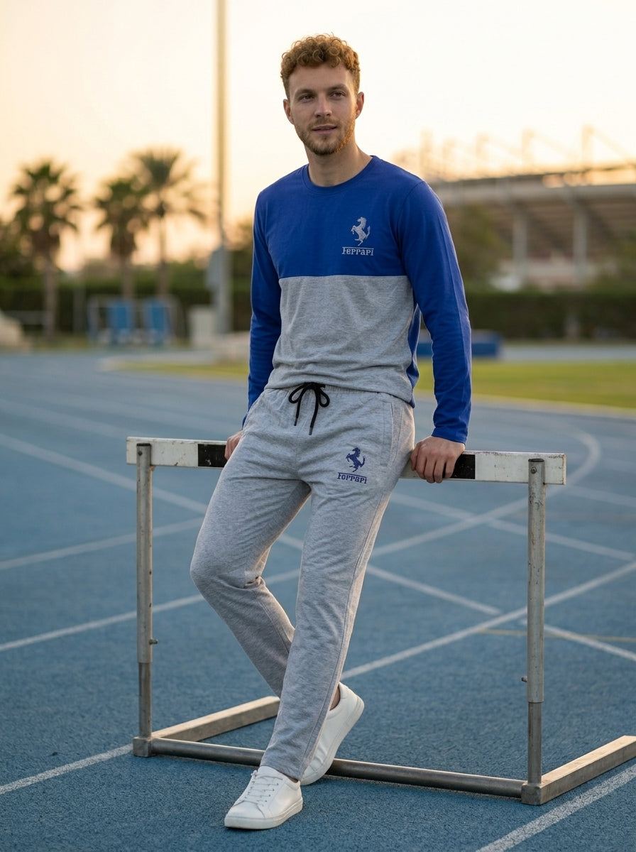 Ferrar Summer Jersey Tracksuit (Blue & Silver)